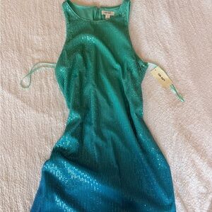 On 34th Teal Sequin Dress
